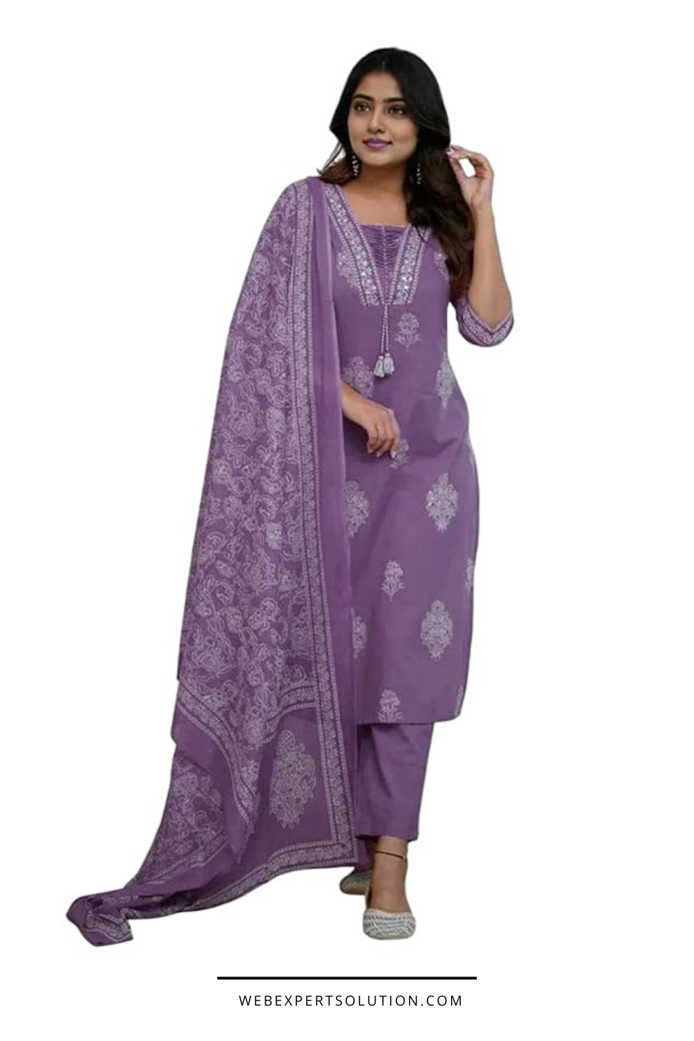 Women's Pure Cotton Printed with Handwork Kurta with Pants and Dupatta Set | Ethnic Set | Suit Set | Kurta Set | Wedding Suit Set