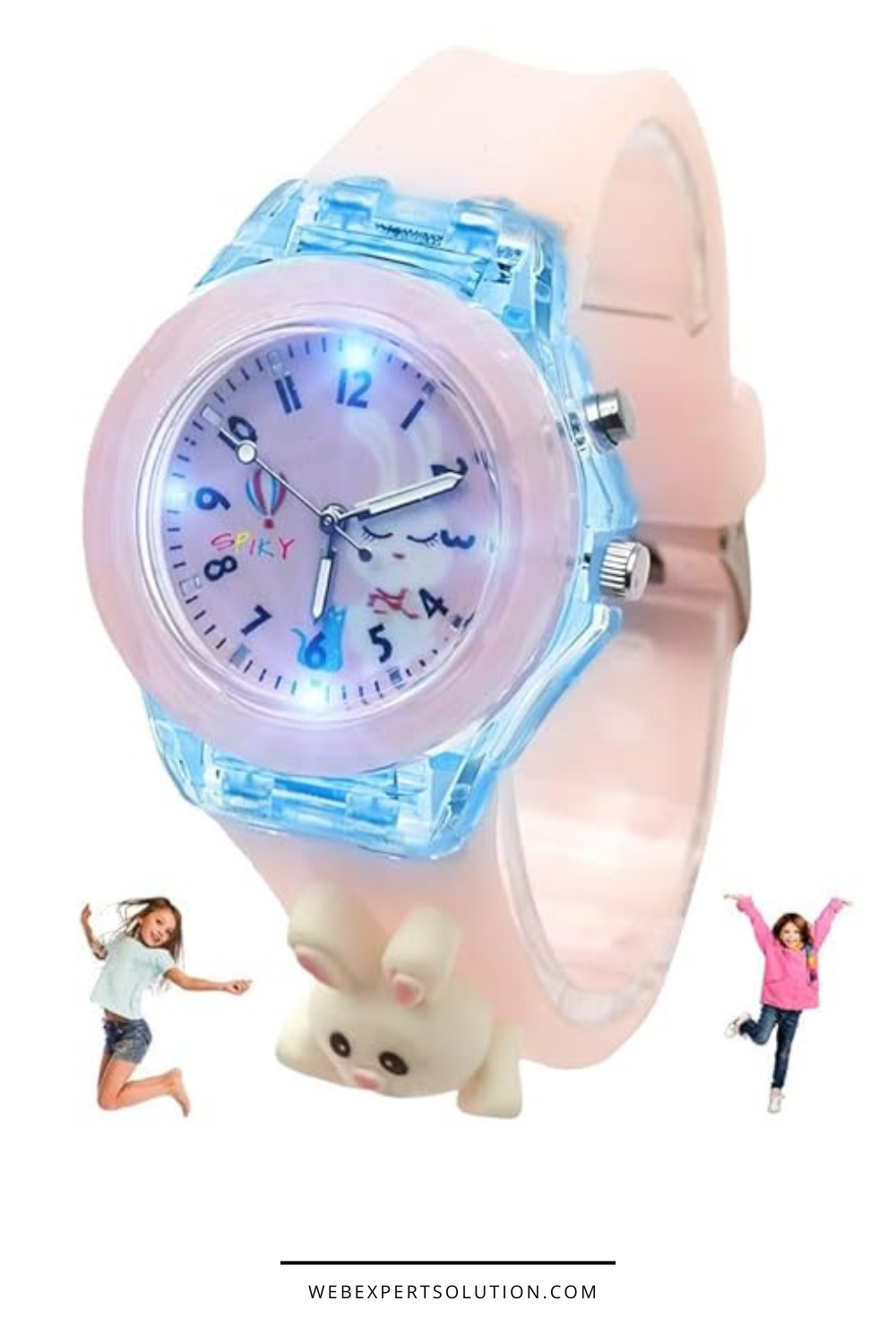 SPIKY Analog Watch for Kids | 3D Cartoon | 7 Multicolor LED Luminous Lights with Silicone Strap | Unisex Best Birthday Gift | Analogue Wrist Watches for Boys & Girls | Age 3-10 yrs